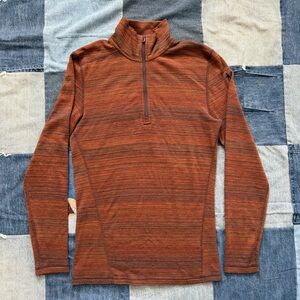 Smartwool Merino 250 Baselayer Pattern 1/4-Zip Top Men's size S brown orange
